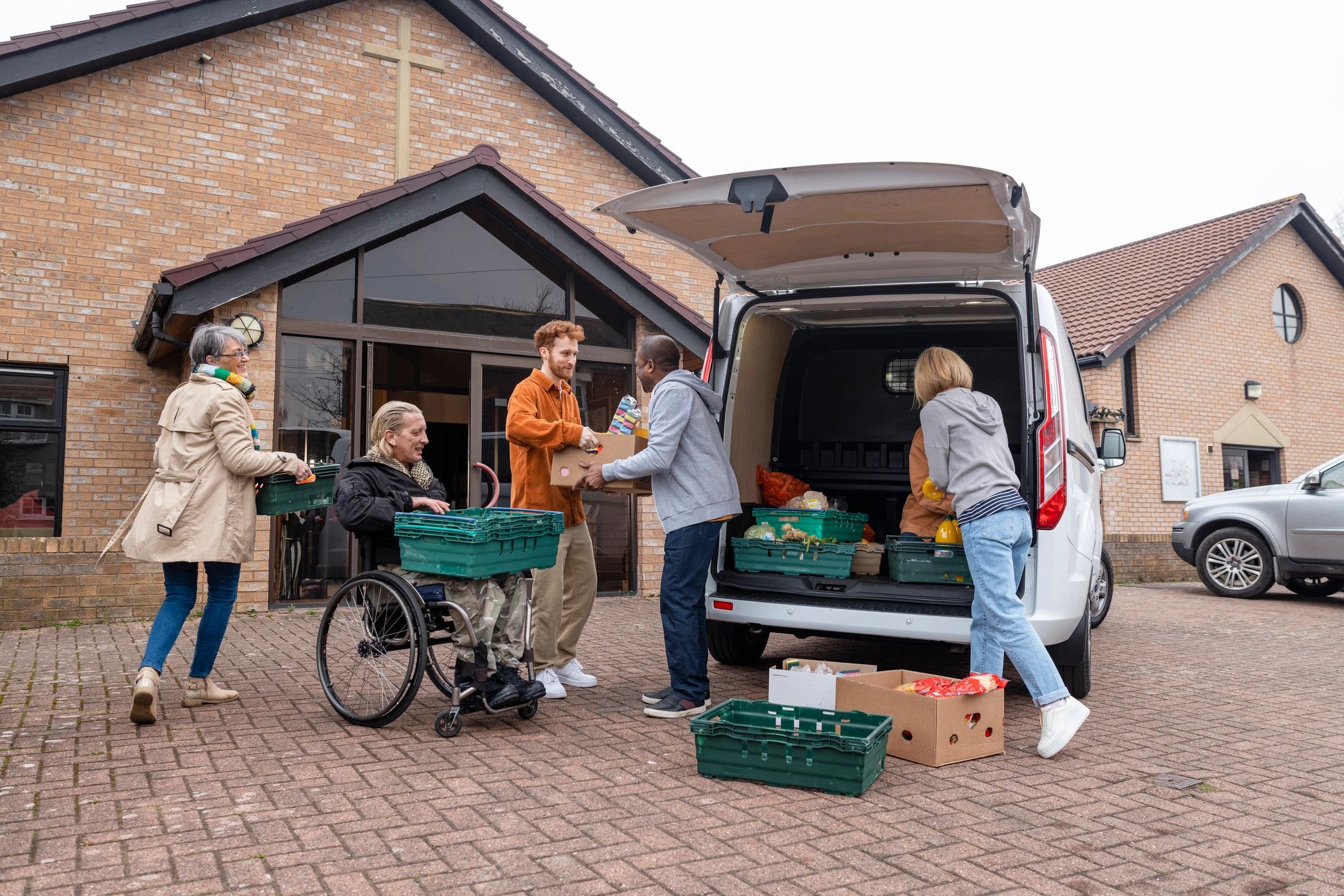 Volunteers working together on a charity initiative