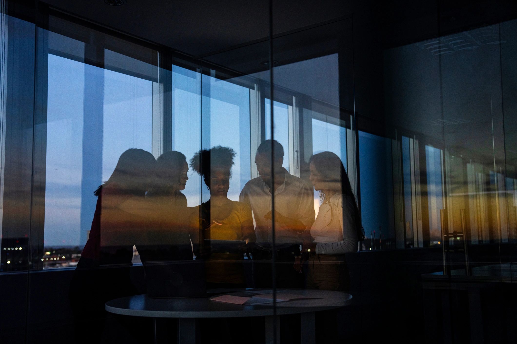 People gathered for a study session in a calm indoor setting